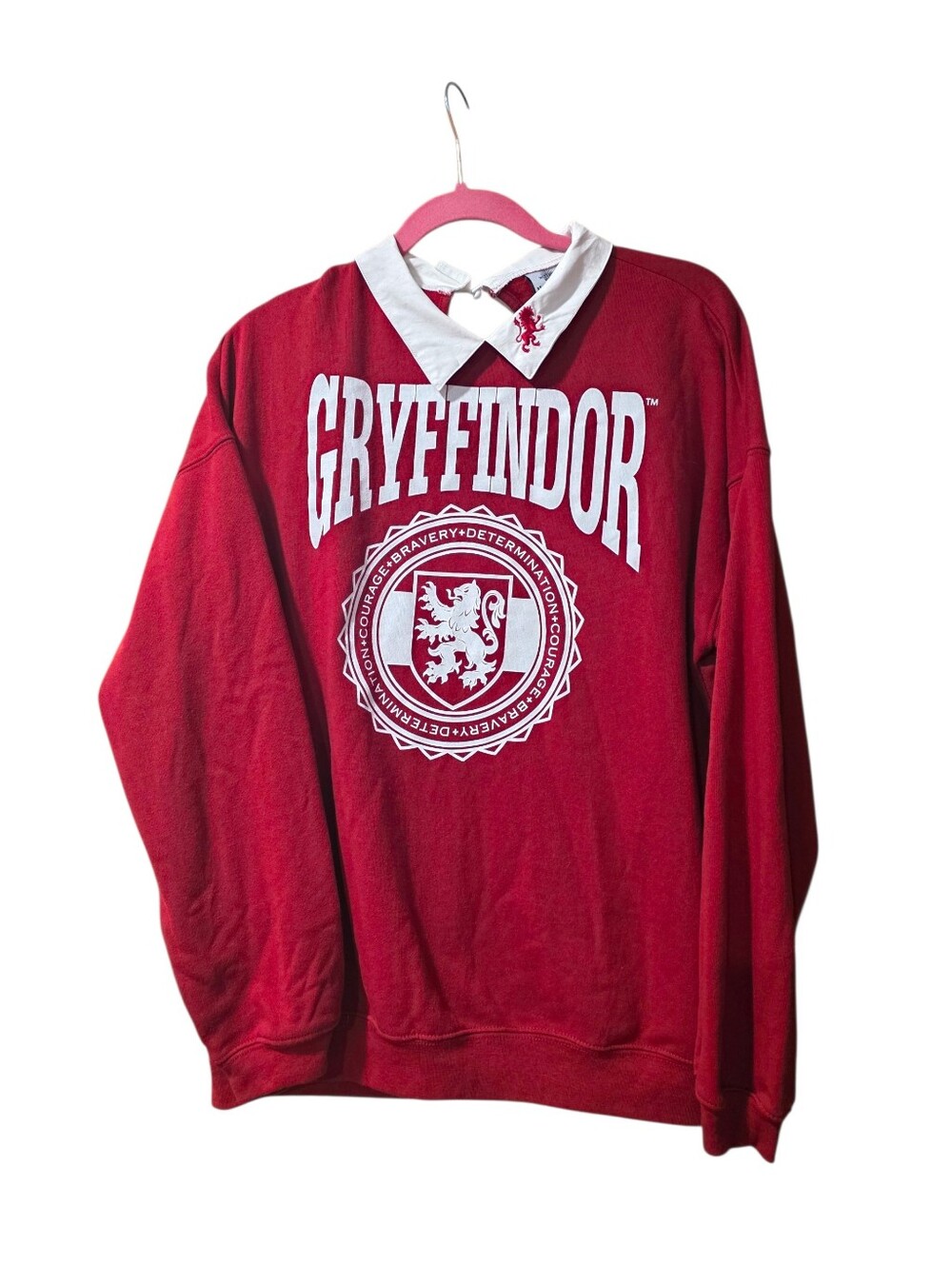 Harry Potter Gryffindor Collared Crewneck Pullover Red